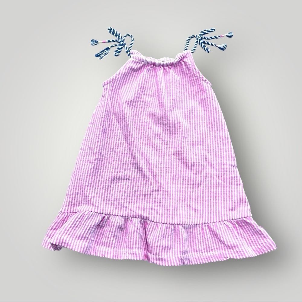 Vince Comuto Pink Striped Tassel Tie Tank Dress Kids - Picture 8 of 10
